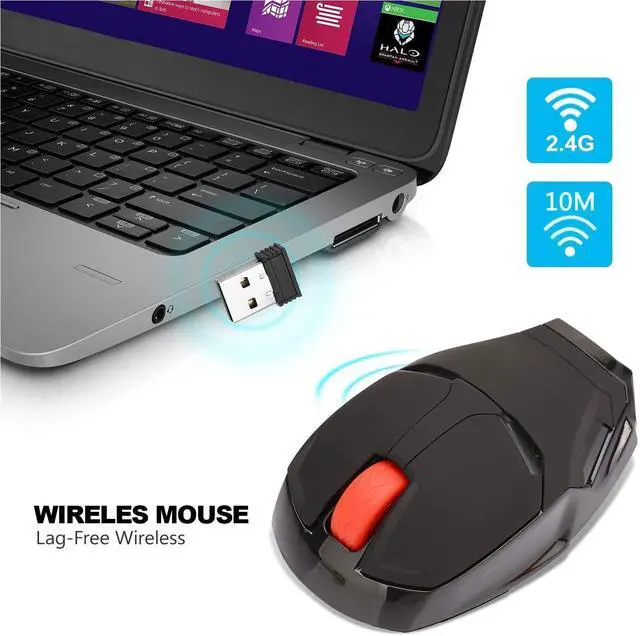 Alt view image 4 of 7 - Ergonomic Wireless Mouse, Cool Mice 2.4G Portable Mobile Computer Mouse with USB Nano Receiver for Notebook, PC, Laptop, Computer, MacBook, Responds up to 50 ft
