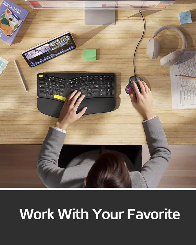 Alt view image 7 of 7 - Wired Trackball Mouse Ergonomic Thumb Control Type C USB-Purple