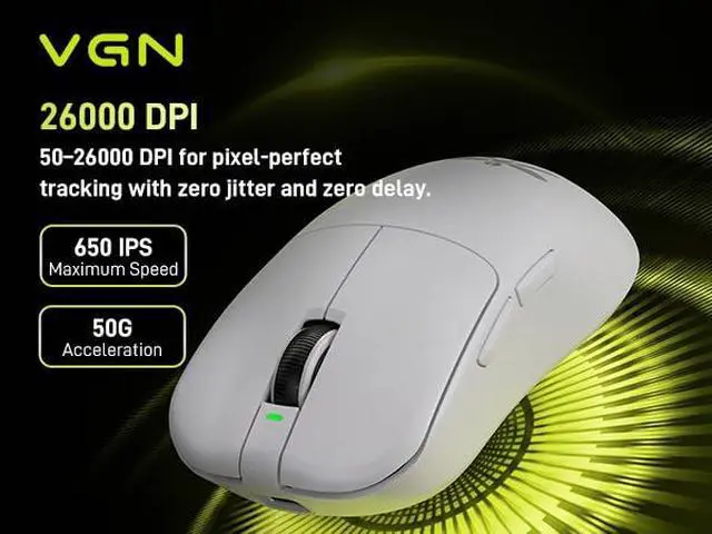 Alt view image 4 of 7 - Dragonfly F1 Pro Max Wireless Gaming Mouse, 130h Playtime Long Endurance, 55g Lightweight, PAW3395 26K DPI Flagship Sensor, 4000Hz Polling Rate Supported, Low Latency Esports Peripherals, White