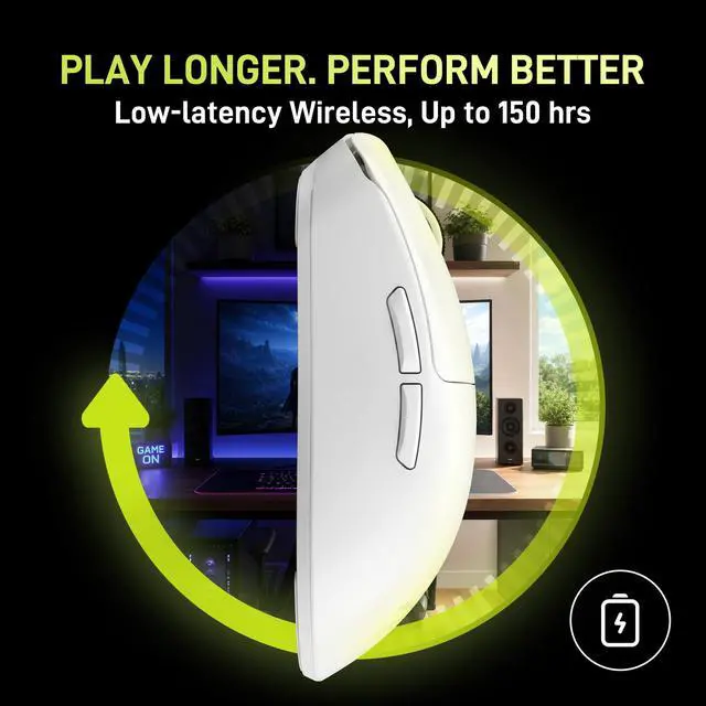 Alt view image 6 of 7 - Dragonfly F1 Pro Max Wireless Gaming Mouse, 130h Playtime Long Endurance, 55g Lightweight, PAW3395 26K DPI Flagship Sensor, 4000Hz Polling Rate Supported, Low Latency Esports Peripherals, White