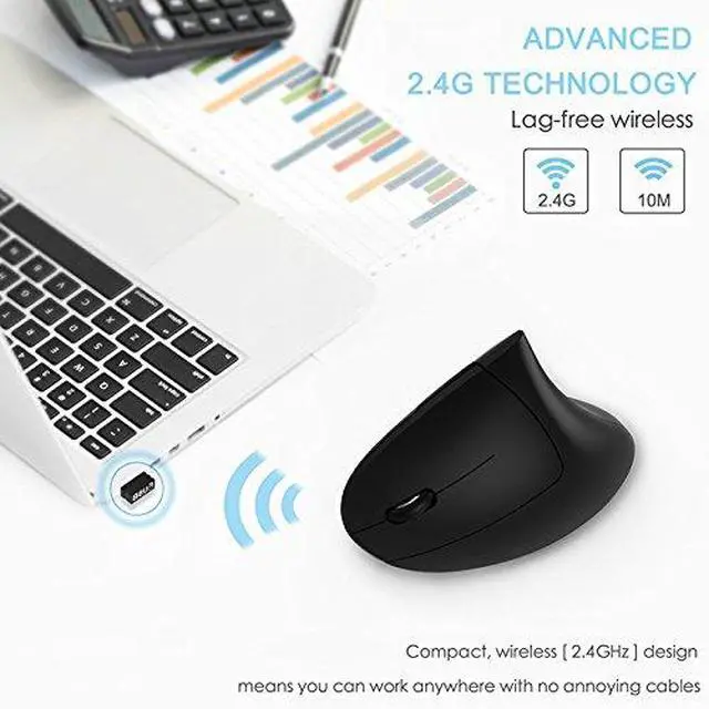 Alt view image 4 of 7 - Left Handed Mouse, Wireless USB Ergonomic Vertical Lefty Mouse