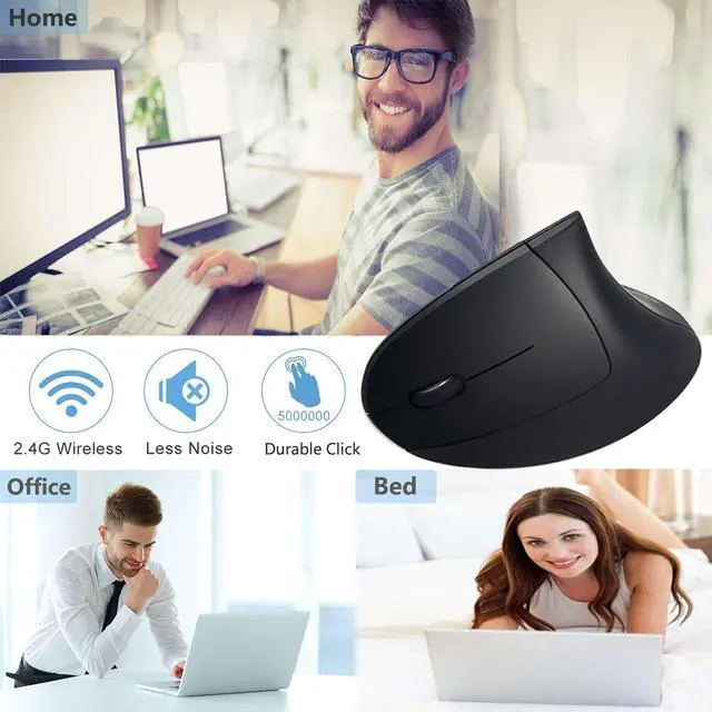 Alt view image 6 of 7 - Left Handed Mouse, Wireless USB Ergonomic Vertical Lefty Mouse