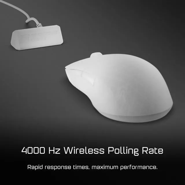 Alt view image 2 of 6 - Wireless Gaming Mouse 4000Hz Polling Rate, Kailh GX Switches, PixArt PAW3395 Sensor, Lightweight ~63 g, White Frost