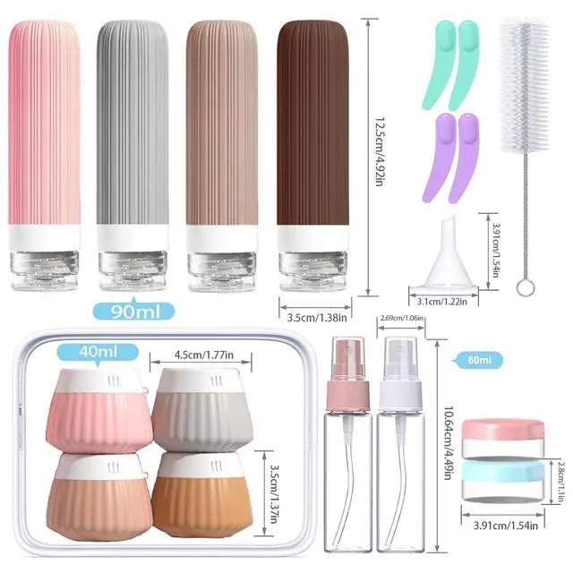 Alt view image 2 of 7 - Travel Bottles for Toiletries TSA Approved Silicone Travel Containers for Toiletries, Leak Proof Refillable Liqus Shampoo And Conditioner travel Essentials toiletry Bottles (BPA Free)