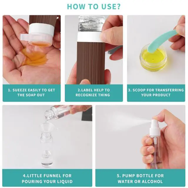 Alt view image 3 of 7 - Travel Bottles for Toiletries TSA Approved Silicone Travel Containers for Toiletries, Leak Proof Refillable Liqus Shampoo And Conditioner travel Essentials toiletry Bottles (BPA Free)