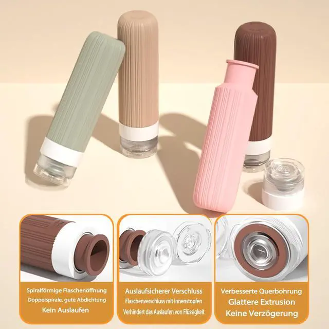 Alt view image 6 of 7 - Travel Bottles for Toiletries TSA Approved Silicone Travel Containers for Toiletries, Leak Proof Refillable Liqus Shampoo And Conditioner travel Essentials toiletry Bottles (BPA Free)