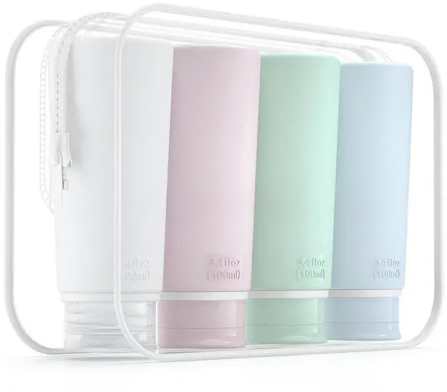 Main image of Travel Bottles for Toiletries 3.4oz 4 Pack, TSA Leak Proof