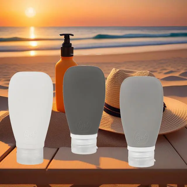 Alt view image 4 of 7 - Travel Bottles for Toiletries, TSA Approved 3oz (90ml) Leak Proof Silicone Refillable Squeeze Travel Size Containers BPA Free for Cleansers, Lotions, Shampoo 3-pk (Black-Gray-White)