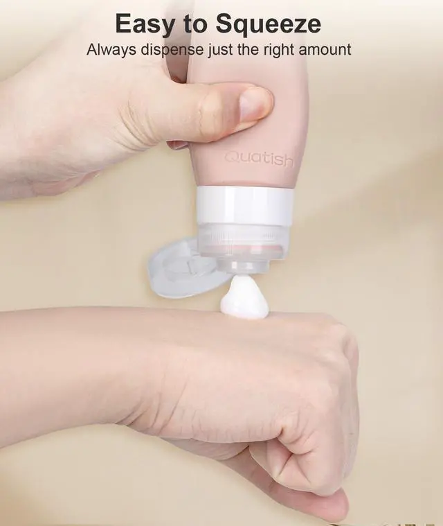 Alt view image 4 of 7 - Travel Bottles for Toiletries, Original Patented Leak Proof Travel Size Containers, 3 oz Tsa Approved Silicone Shampoo and Conditioner Bottles, 4 Pack, Brown