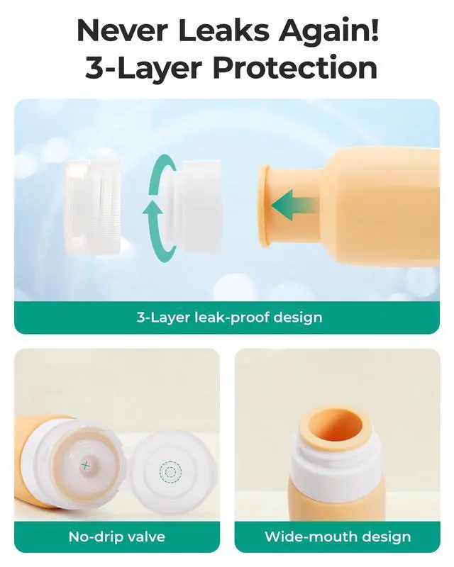 Alt view image 4 of 7 - Approved Travel Bottles for Toiletries, Leak Proof Silicone Travel Size Containers Bottles for Shampoo, Purple