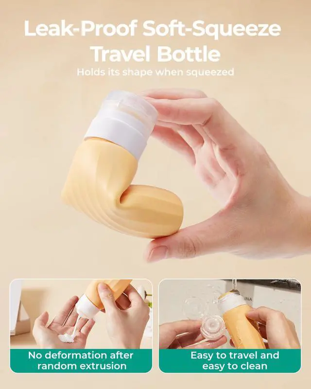 Alt view image 5 of 7 - Approved Travel Bottles for Toiletries, Leak Proof Silicone Travel Size Containers Bottles for Shampoo, Purple