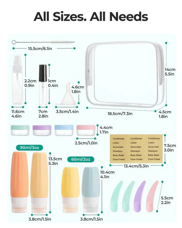 Alt view image 6 of 7 - Approved Travel Bottles for Toiletries, Leak Proof Silicone Travel Size Containers Bottles for Shampoo, Purple