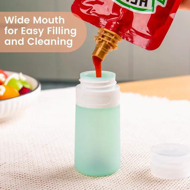 Alt view image 2 of 7 - Condiment Squeeze Bottles, Leakproof Salad Dressing Container