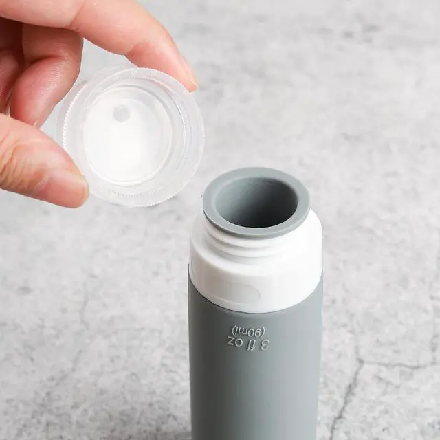 Alt view image 5 of 7 - Travel Bottles Kit (16 Pack) - TSA Approved, Leak Proof Silicone Squeezable Containers for Toiletries. Complete Set with Jars, Sprayers & Bag (Black)