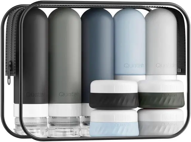Main image of Travel Bottles for Toiletries, Original Patented, TSA Approved Travel Size Containers, Leak Proof Silicone Shampoo and Conditioner Bottles Women & Men, Airplane Essentials, Black