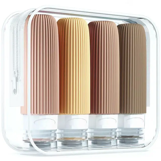 Main image of Travel Bottles for Toiletries, Tsa Approved 3oz Portable Travel Bottles, BPA Free Leak Proof Squeezable Silicone Travel Size Containers, Travel Accessories with Clear Toiletry Bag (4 Pack)