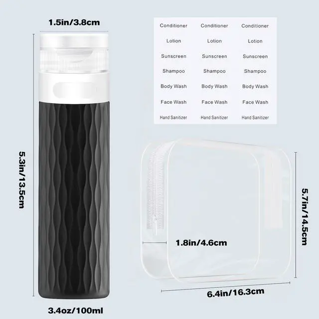Alt view image 4 of 7 - Travel Size Bottles for Toiletries, TSA Approved Travel Containers 3.4oz