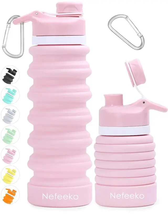 Main image of Collapsible Water Bottle, 26oz Silicone Foldable Water Bottles