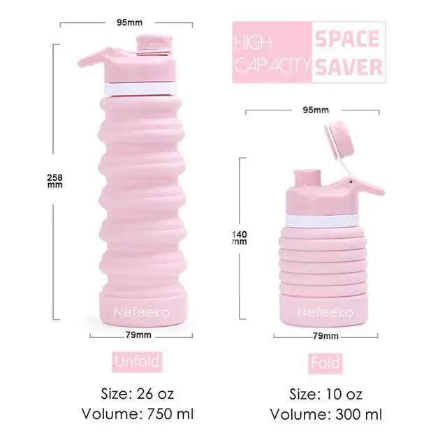 Alt view image 2 of 6 - Collapsible Water Bottle, 26oz Silicone Foldable Water Bottles