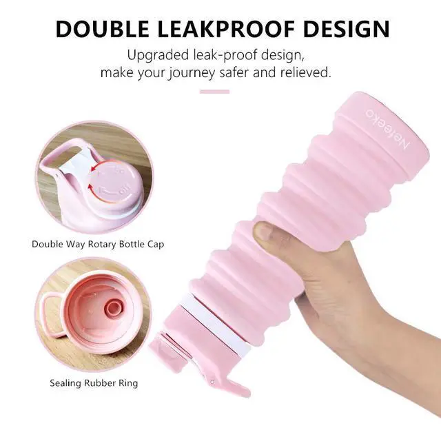 Alt view image 3 of 6 - Collapsible Water Bottle, 26oz Silicone Foldable Water Bottles