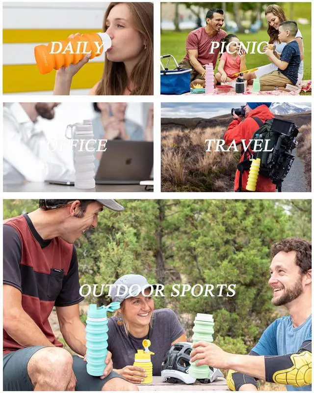 Alt view image 4 of 6 - Collapsible Water Bottle, 26oz Silicone Foldable Water Bottles