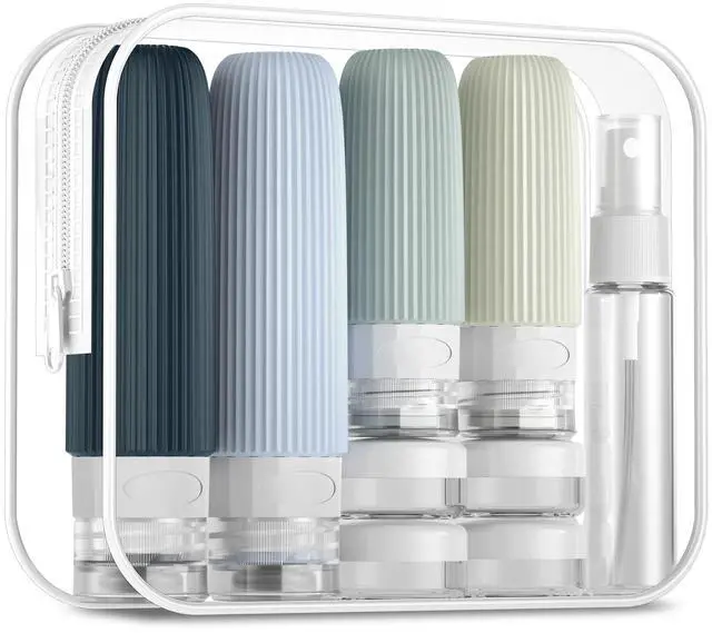Main image of Travel Bottles Set, TSA Approved Leak Proof Silicone Squeezable Containers for Toiletries, Refillable Travel Accessories for Conditioner, Shampoo, Lotion & Body Wash Accessories