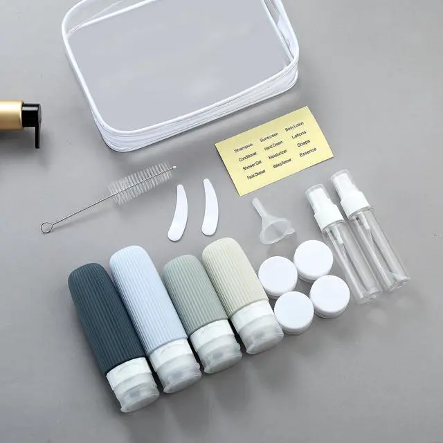 Alt view image 7 of 7 - Travel Bottles Set, TSA Approved Leak Proof Silicone Squeezable Containers for Toiletries, Refillable Travel Accessories for Conditioner, Shampoo, Lotion & Body Wash Accessories