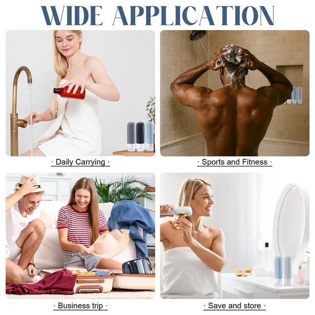 Alt view image 7 of 7 - Travel Bottles for Toiletries, 3oz TSA Approved Travel Size Toiletries, Silicone Leak-Proof Refillable Containers, Squeezable Liquid Essentials Bottles W/Clear Bag (GRAY)