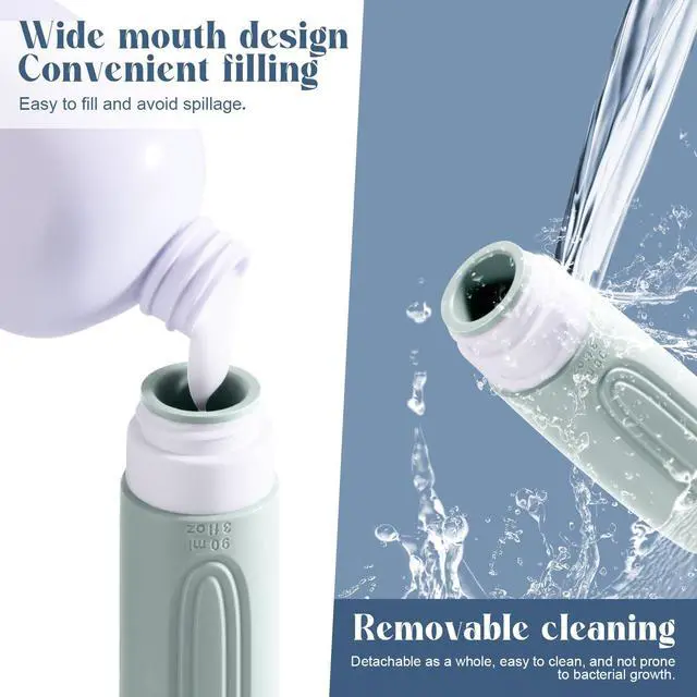 Alt view image 6 of 7 - Travel Bottles for Toiletries, 3oz TSA Approved Travel Size Toiletries, Silicone Leak-Proof Refillable Containers, Squeezable Liquid Essentials Bottles W/Clear Bag (GRAY)