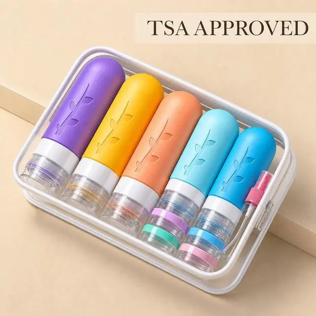 Alt view image 2 of 5 - TSA Approved Travel Bottles for Toiletries - Silicone travel size Containers, Leak Proof Size Toiletries, Refillable Shampoo and Conditioner Bottles, Travel Essentials