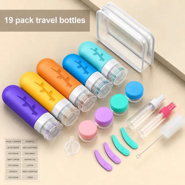 Alt view image 4 of 5 - TSA Approved Travel Bottles for Toiletries - Silicone travel size Containers, Leak Proof Size Toiletries, Refillable Shampoo and Conditioner Bottles, Travel Essentials