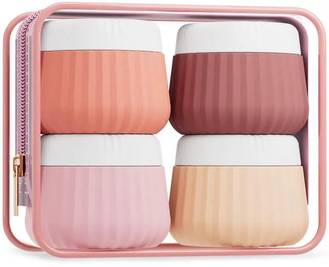 Main image of Travel Containers for Toiletries 4 Pack, TSA Approved Travel Size Toiletries, Portable Size Containers, With Clear Bag Leak Proof Silicone Jars, Essentials Creams Jars Carrying Small Items