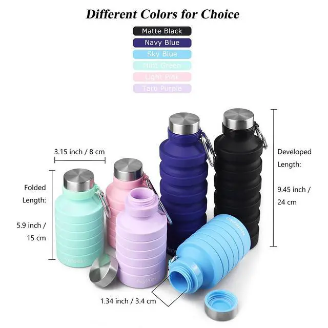 Alt view image 6 of 7 - Collapsible Water Bottle, Reuseable BPA Free Silicone Water Bottles