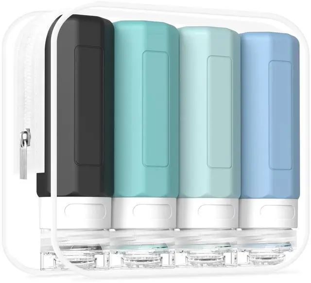 Main image of Travel Bottles for Toiletries, Tsa Approved 3oz Travel Size Containers, Leak Proof Travel Size Toiletries Bottles Silicone, BPA Free Refillable Shampoo Conditioners Essentials Kit, Gray