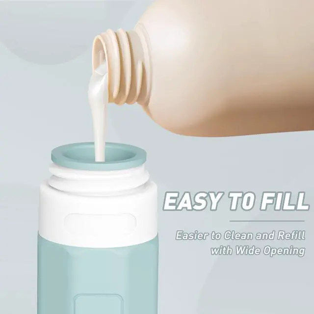 Alt view image 2 of 7 - Travel Bottles for Toiletries, Tsa Approved 3oz Travel Size Containers, Leak Proof Travel Size Toiletries Bottles Silicone, BPA Free Refillable Shampoo Conditioners Essentials Kit, Gray