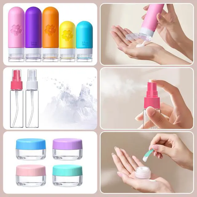 Alt view image 5 of 6 - 20Pack Travel Bottles for Toiletries, TSA Approved Travel Bottles Silicone Travel Size Containers, Travel Essentials Leak Proof Refillable Liquid, Shampoo and Conditioner Travel Toiletry Bottles