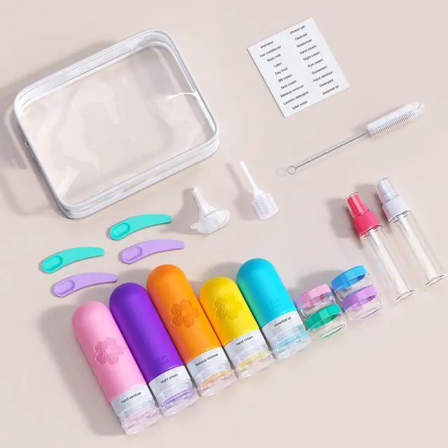 Alt view image 6 of 6 - 20Pack Travel Bottles for Toiletries, TSA Approved Travel Bottles Silicone Travel Size Containers, Travel Essentials Leak Proof Refillable Liquid, Shampoo and Conditioner Travel Toiletry Bottles