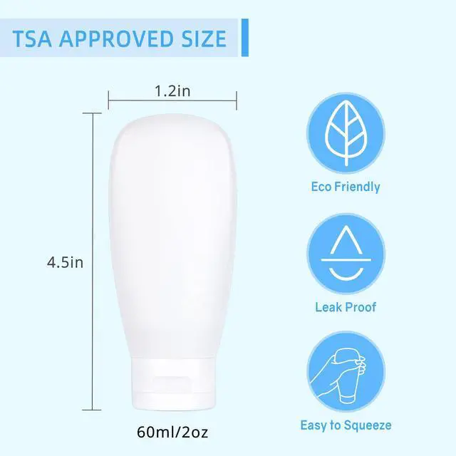 Alt view image 3 of 7 - TSA Approved Travel Bottles Set for Toiletries Travel Size Containers Kit 4 Pack Portable Leak Proof Refillable Squeeze Cosmetic Airplane Essential Shampoo Hair Conditioner Body Lotion Bath Shower Gel