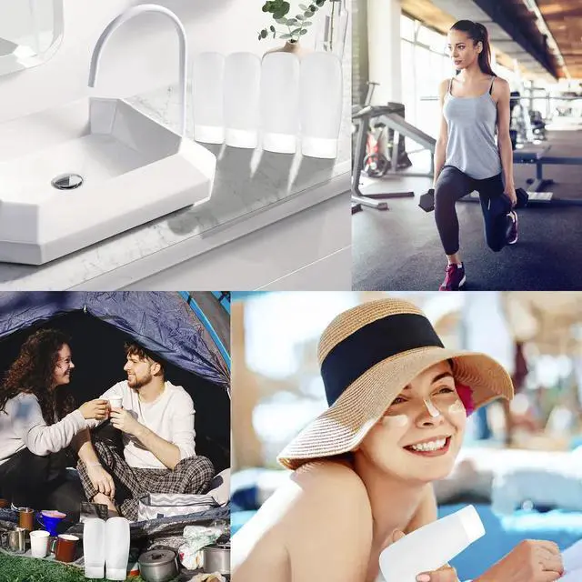 Alt view image 6 of 7 - TSA Approved Travel Bottles Set for Toiletries Travel Size Containers Kit 4 Pack Portable Leak Proof Refillable Squeeze Cosmetic Airplane Essential Shampoo Hair Conditioner Body Lotion Bath Shower Gel