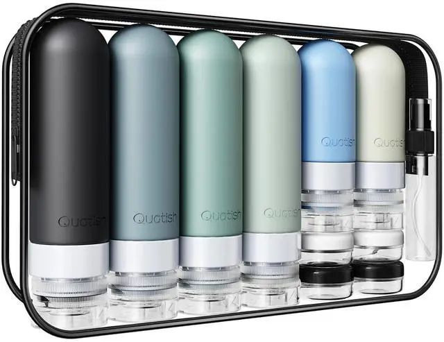 Main image of Travel Bottles for Toiletries, Original Patented, TSA Approved Travel Size Containers, Leak Proof Silicone Shampoo and Conditioner Bottles Women & Men, Airplane Cruise Essentials, Black