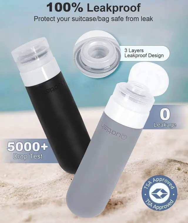 Alt view image 3 of 7 - Travel Bottles for Toiletries, Original Patented, TSA Approved Travel Size Containers, Leak Proof Silicone Shampoo and Conditioner Bottles Women & Men, Airplane Cruise Essentials, Black