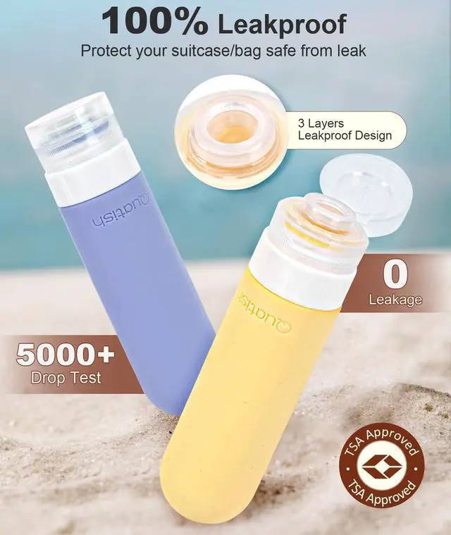 Alt view image 3 of 7 - Travel Bottles for Toiletries 6 Pack, Original Patented Leakproof 3 oz Tsa Approved Travel Size Containers, BPA Free Silicone Shampoo and Conditioner Bottles, Camping Essentials
