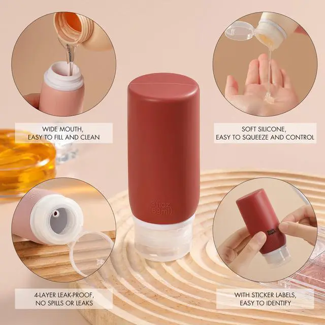 Alt view image 3 of 7 - Travel Bottles for Toiletries, Leak-Proof TSA Compliant Silicone Travel Size Containers for Shampoo and Conditioner, BPA Free with Toiletry Bag (Cream)