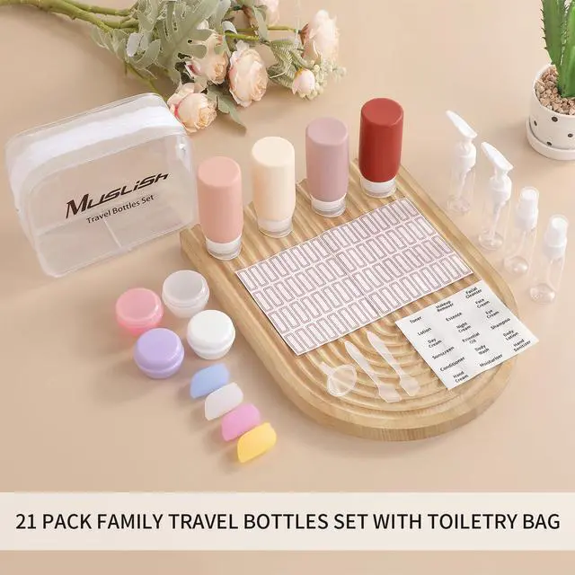 Alt view image 7 of 7 - Travel Bottles for Toiletries, Leak-Proof TSA Compliant Silicone Travel Size Containers for Shampoo and Conditioner, BPA Free with Toiletry Bag (Cream)