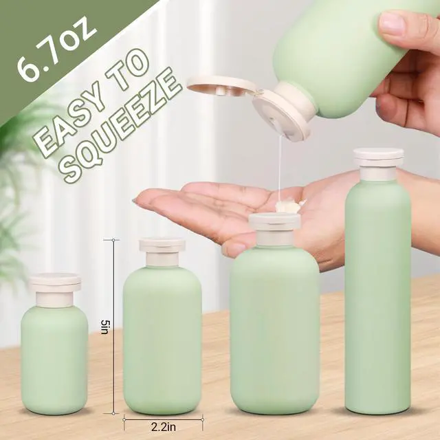 Alt view image 2 of 7 - Plastic Leak Proof Travel Bottles for Toiletries, TSA Approved Travel Size Containers, Squeeze Bottles Refillable for Shampoo, Lotion & Body Wash (Blue+Pink+Green, 6.7 oz)