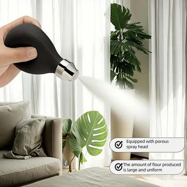 Alt view image 2 of 7 - Refillable Hair Powder Spray Bottle (3.38oz) - Leakproof Silicone Dispenser for Dry Shampoo, Volume Powder & Talc | Salon Precision, Travel-Friendly Design - Black