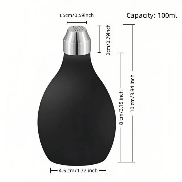 Alt view image 3 of 7 - Refillable Hair Powder Spray Bottle (3.38oz) - Leakproof Silicone Dispenser for Dry Shampoo, Volume Powder & Talc | Salon Precision, Travel-Friendly Design - Black