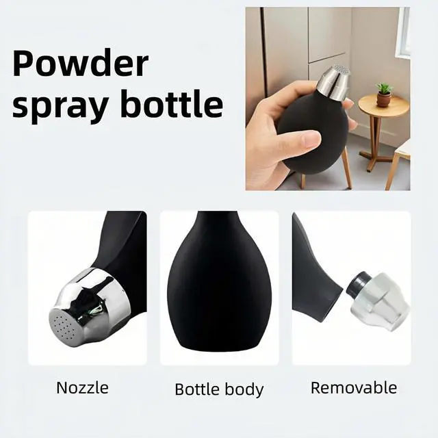 Alt view image 5 of 7 - Refillable Hair Powder Spray Bottle (3.38oz) - Leakproof Silicone Dispenser for Dry Shampoo, Volume Powder & Talc | Salon Precision, Travel-Friendly Design - Black