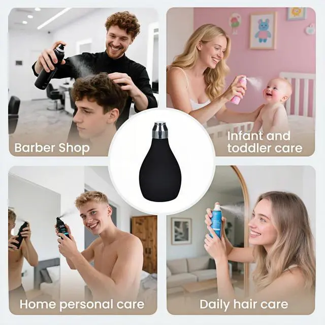 Alt view image 6 of 7 - Refillable Hair Powder Spray Bottle (3.38oz) - Leakproof Silicone Dispenser for Dry Shampoo, Volume Powder & Talc | Salon Precision, Travel-Friendly Design - Black