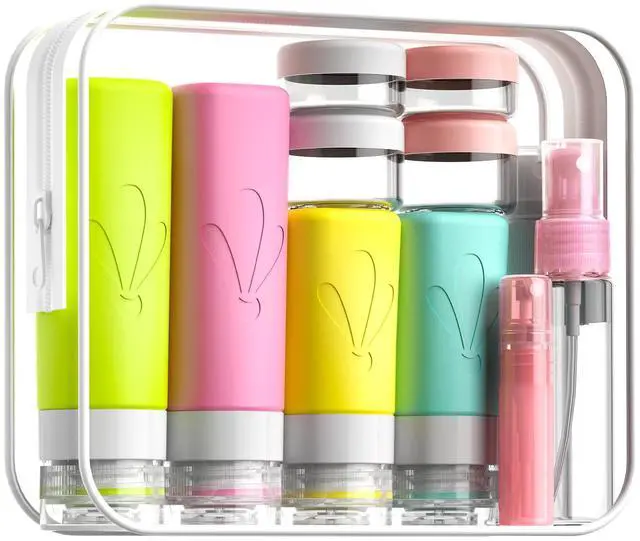 Main image of Travel Bottles for Toiletries, TSA Approved 3oz 2oz Travel Size Toiletries, BPA Free Leak Proof Squeezable Silicone Tubes Travel Essentials for Shampoo Conditioner Lotion Soap
